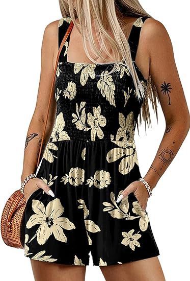 Combinaison Short Imprimé Floral Sans Manches Mode Été Plage