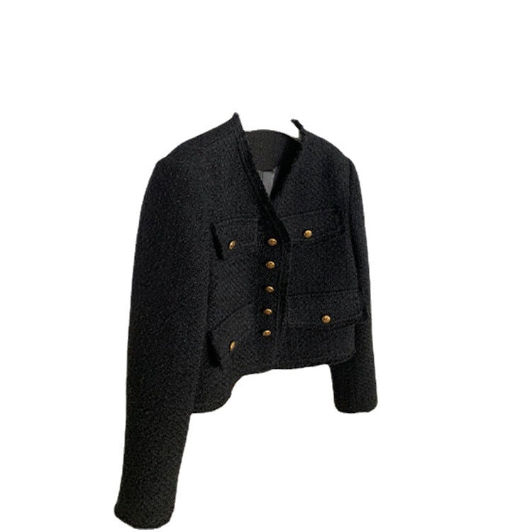 Manteau Court Noir Ample Simple pour Femme