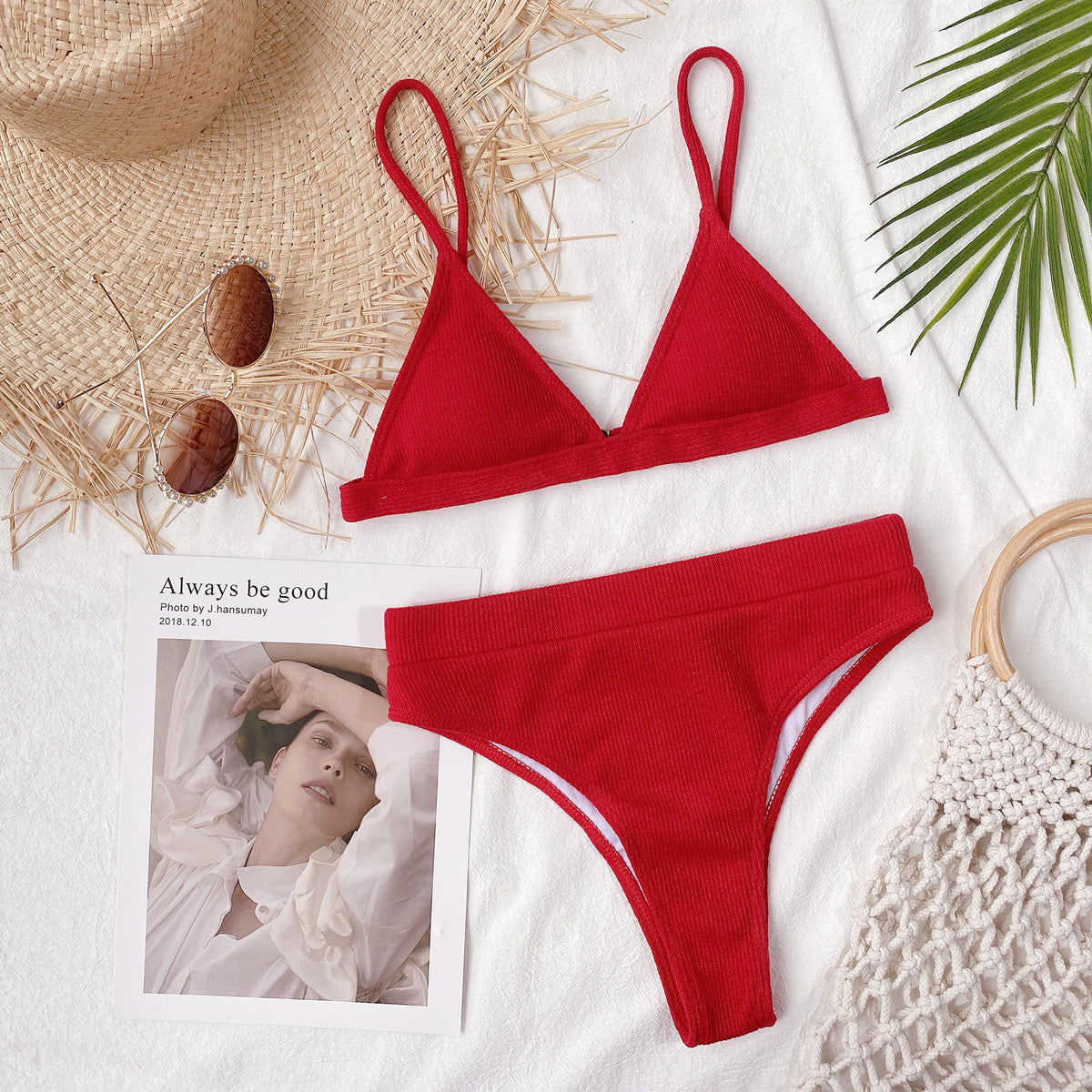 Shop Spaghetti Strap Ribbed Bikini Set - Women's Fashion | Akatonbo