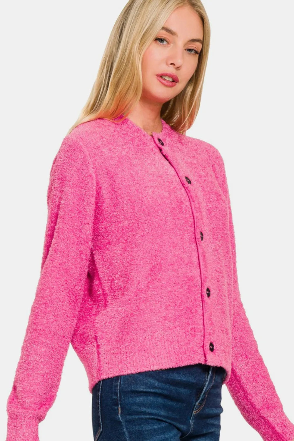 Cardigan pull à manches longues boutonné Zenana