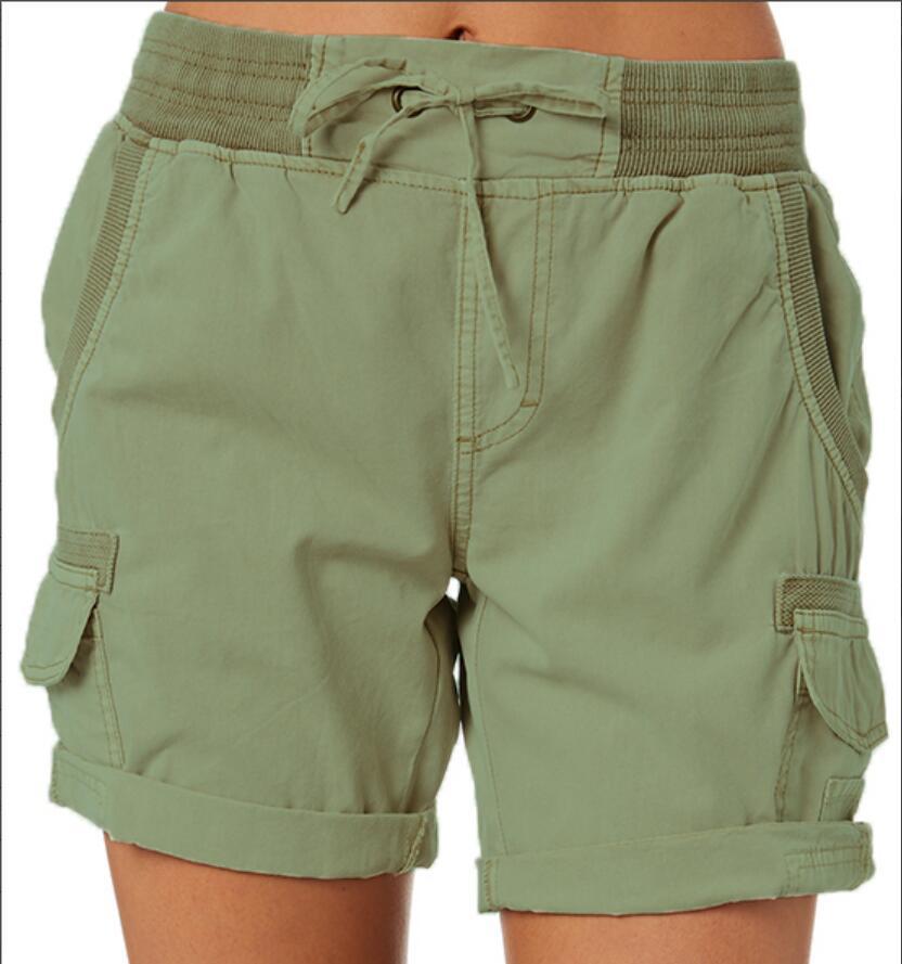 Pantalones cortos cargo informales de cintura alta bonitos para mujer