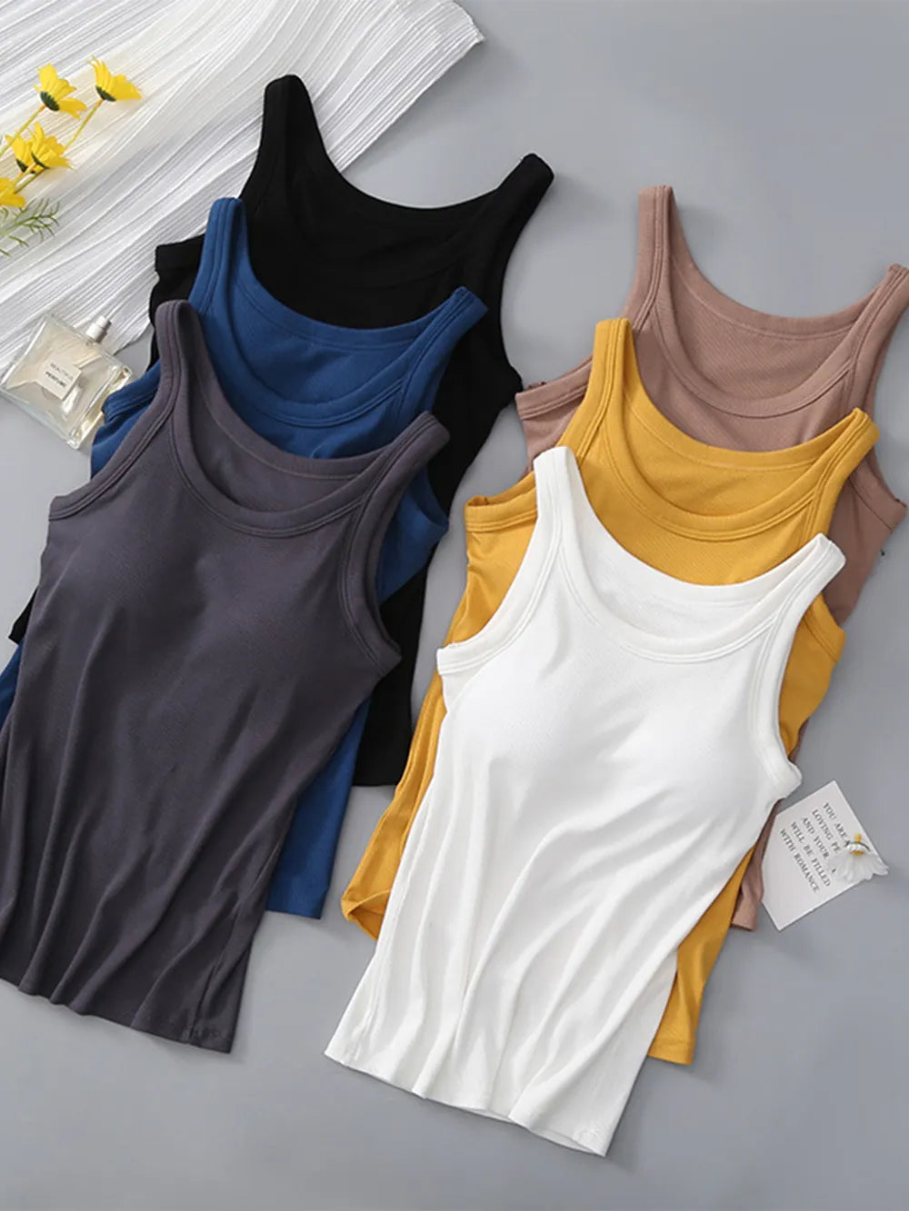 Shop Round Neck Tank with Bra - Women's Fashion | Akatonbo