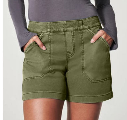 Pantalones cortos de verano finos de lino en línea A para mujer