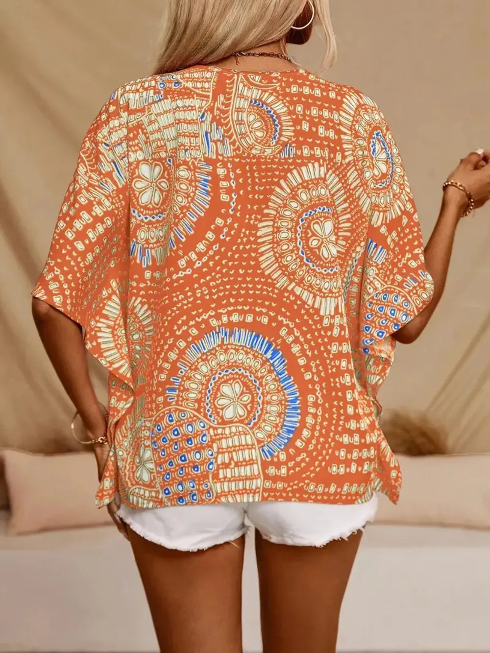 Shop Printed V-Neck Half Sleeve Top - Women's Fashion | Akatonbo