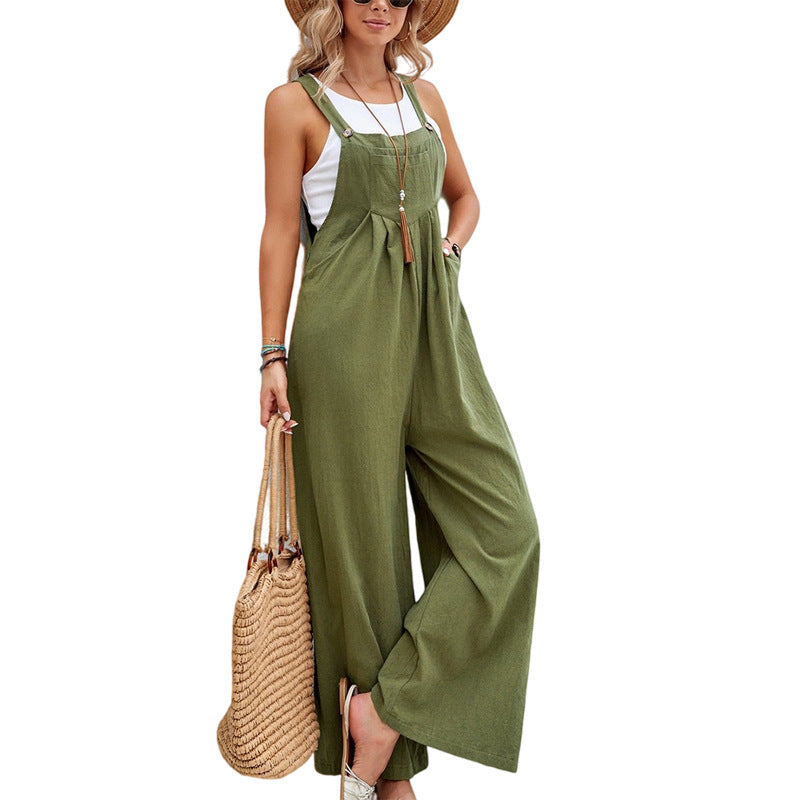 Akatonbo Women Long Bib Pants Overalls Casual Loose Rompers Jumpsuits With Pockets