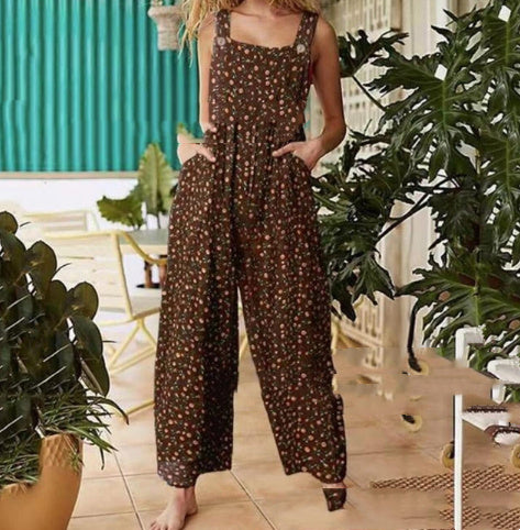 Mono con tirantes y estampado de retazos