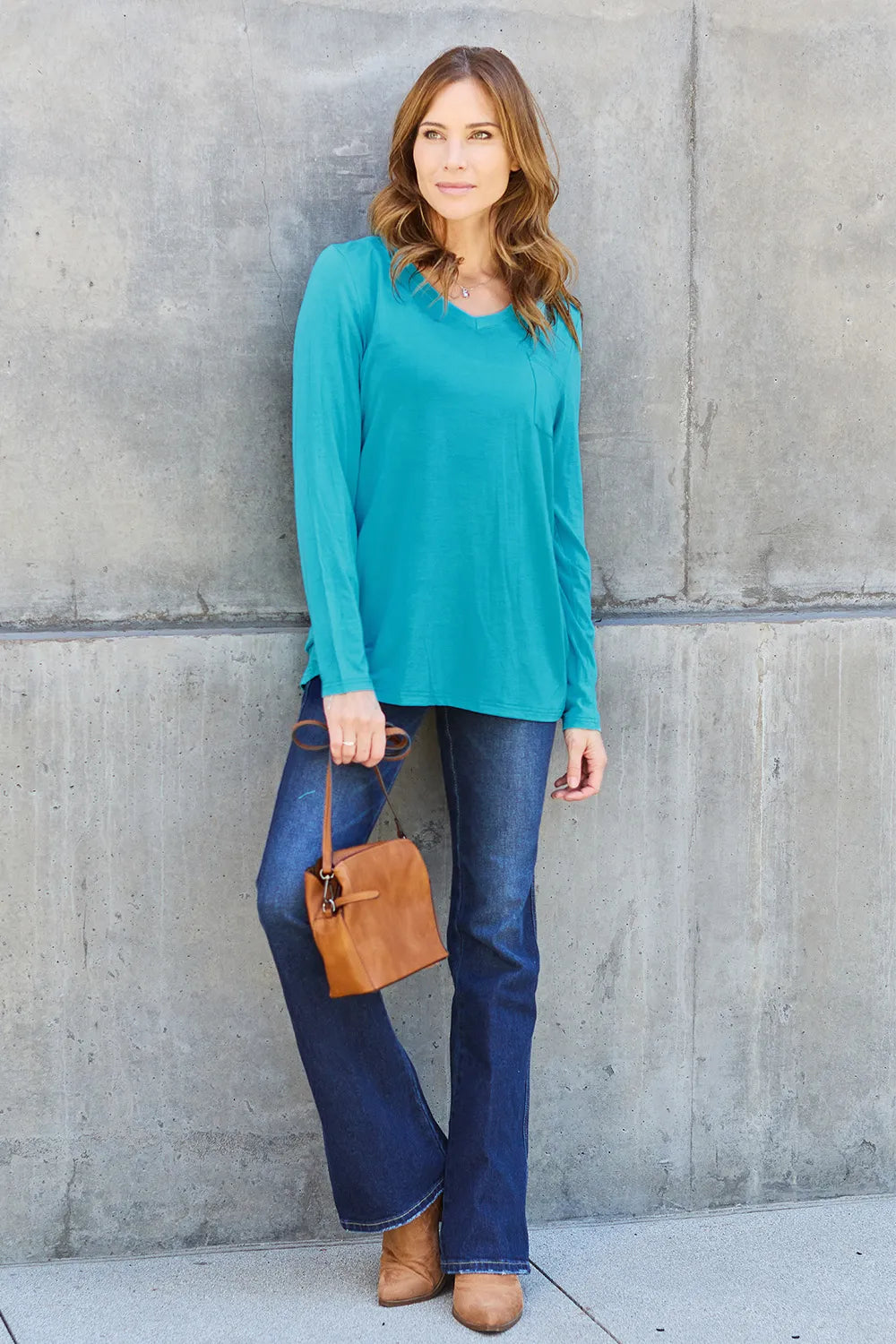 Shop Basic Bae Full Size V-Neck Long Sleeve Top - Women's Fashion | Akatonbo