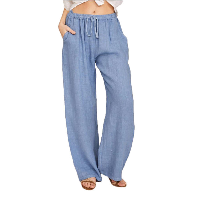Casual Drawstring Tie Trousers