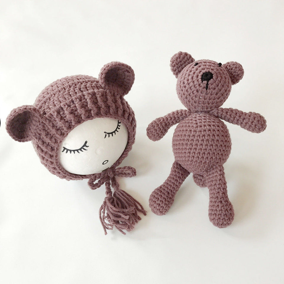 kids knit cap and toy set