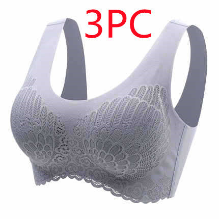 Natural Thai Latex Underwear 4.0 Angel Wings Seamless One Piece Women's Lace Sports Bra Without Steel Ring