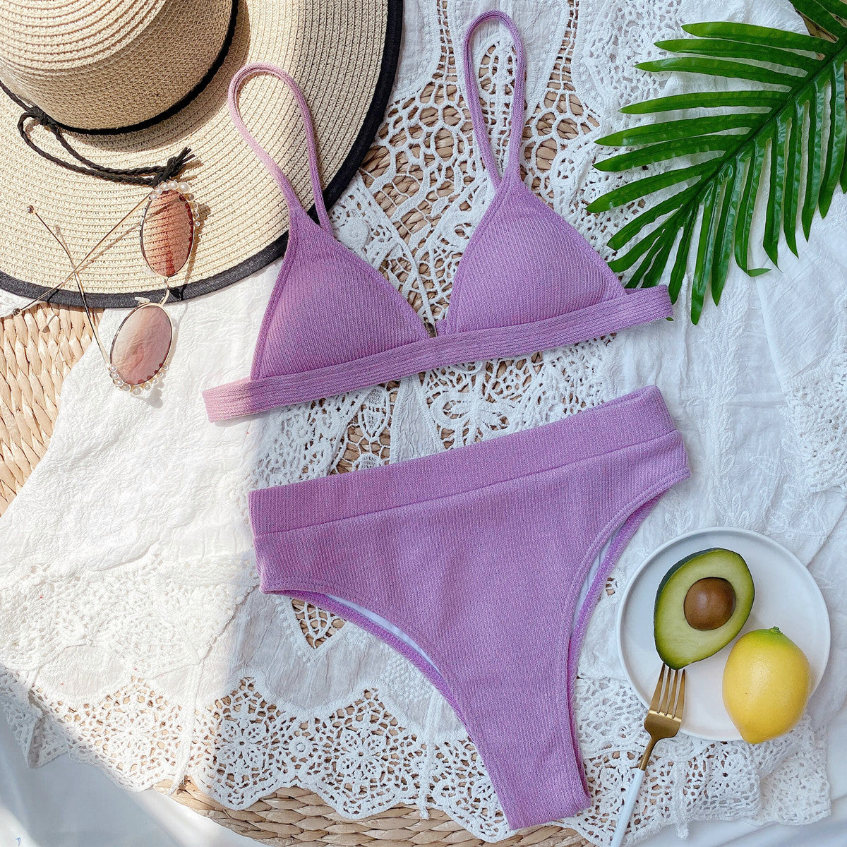 Shop Spaghetti Strap Ribbed Bikini Set - Women's Fashion | Akatonbo