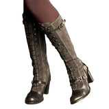 Women's High-heeled Boots Foreign Trade Belt Buckle Long Tube