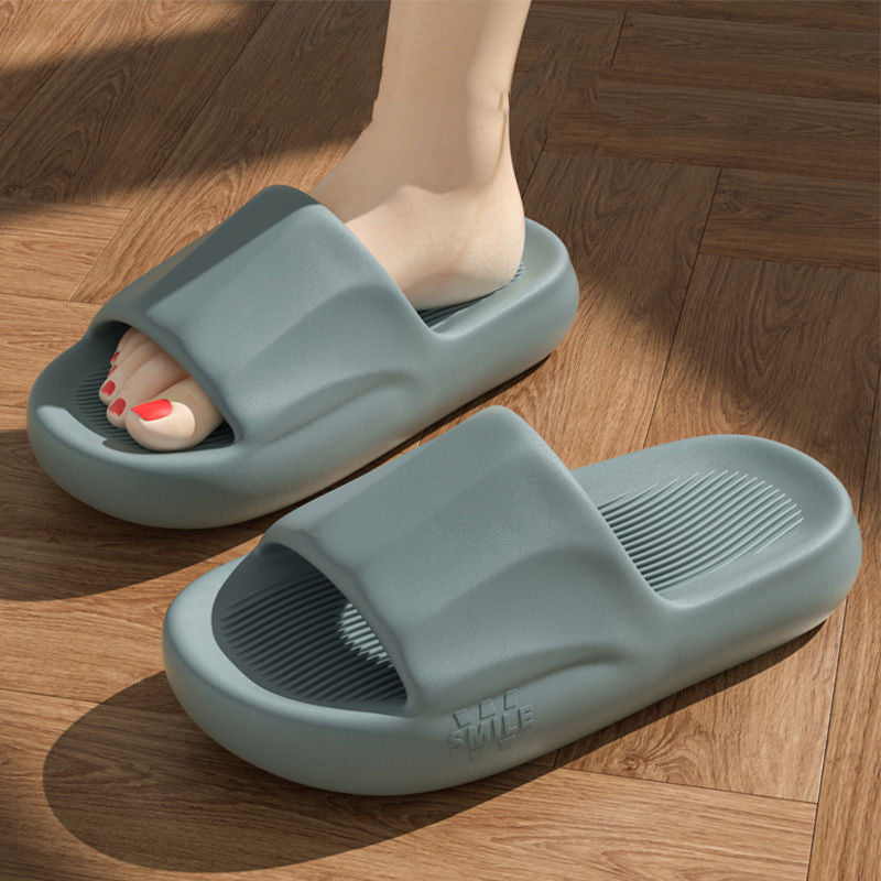New Solid Striped Peep-toe Home Slippers