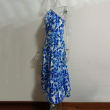 Summer Sloping Shoulder Backless Dress