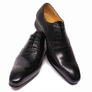 Business Men's Formal Leather Shoes British Carved