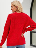 Casual Round-neck Pullover Sweater Fall Winter Solid Color Cable-knot Pattern Tops Women Clothing