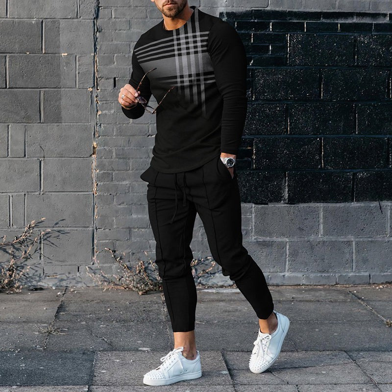 New men's casual athletic sportswear 2 piece suit set