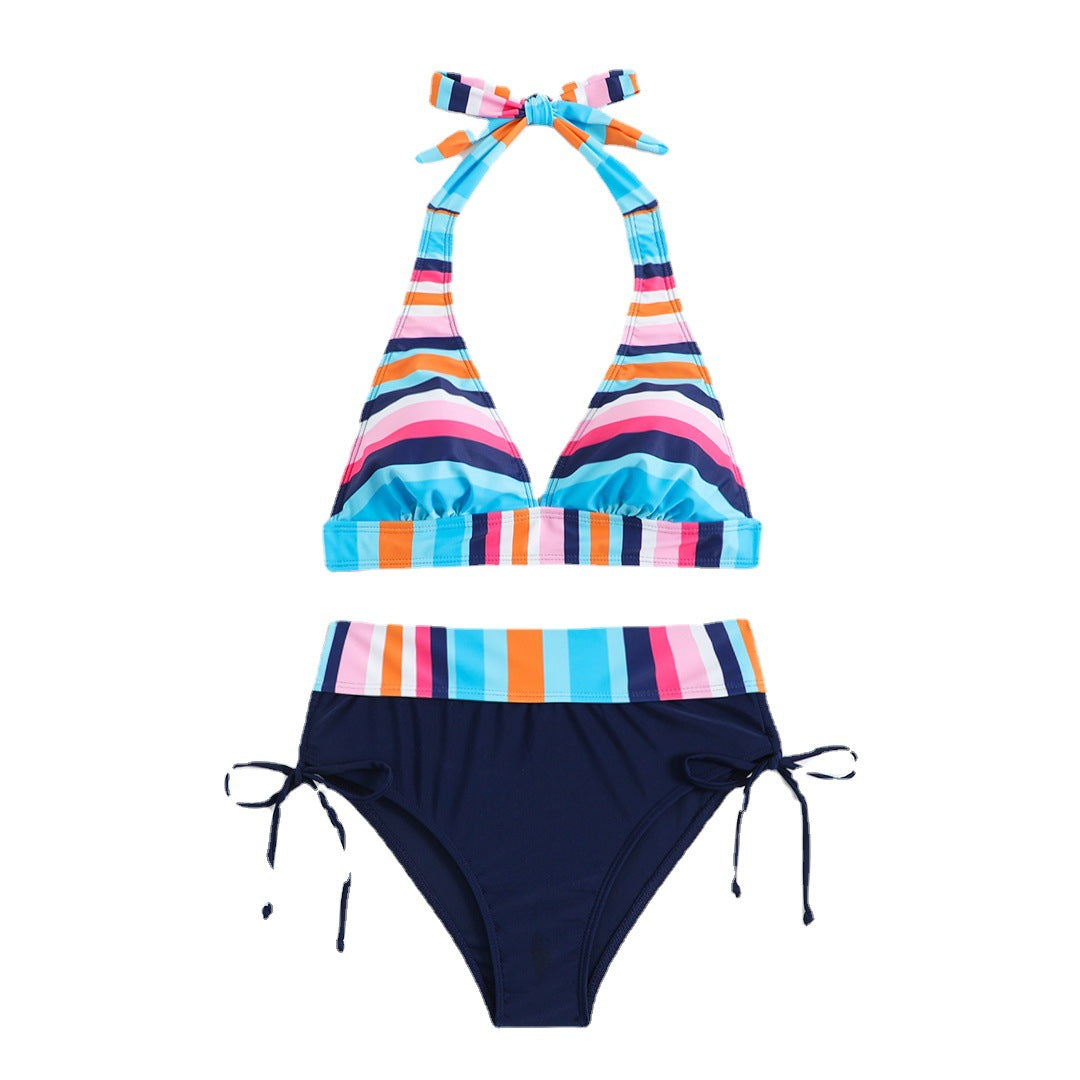 Swimwear Striped Printed Split Sexy Bikini