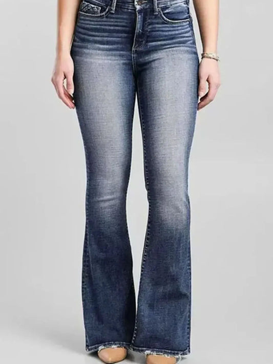 Shop High-Rise Flare Gradient Wash Jeans - Women's Fashion | Akatonbo