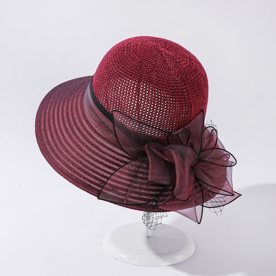 Women's Organza Large Brim Stitching Sunshade Hat