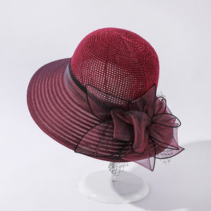 Women's Organza Large Brim Stitching Sunshade Hat