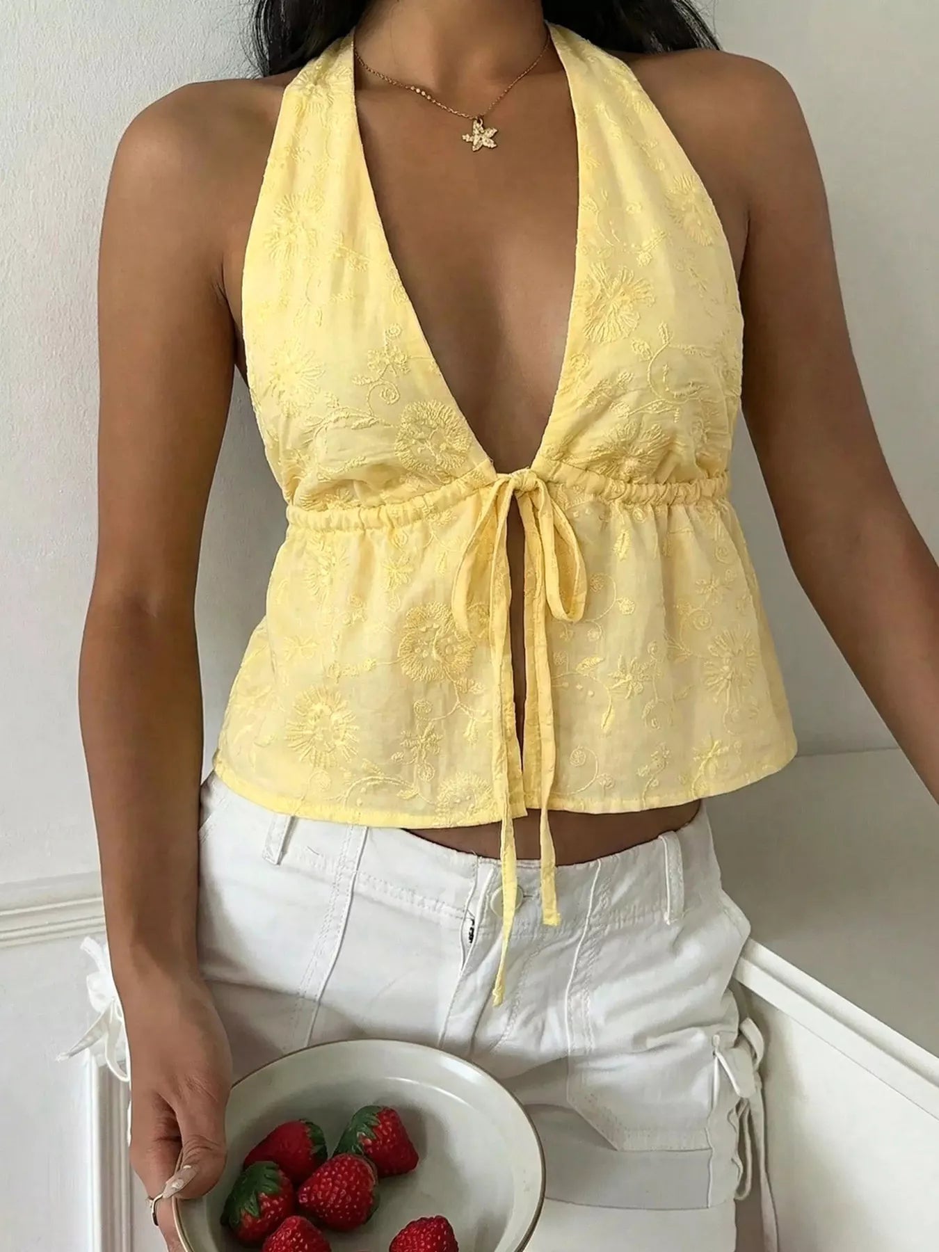 Shop Tied Halter Neck Tank - Women's Fashion | Akatonbo