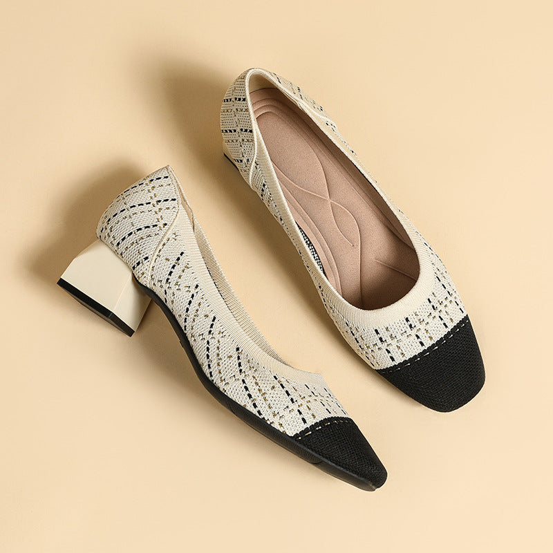 Heel Mid Heel Flying Woven Princess Shoes