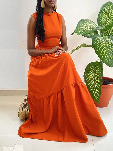 Trendy New Solid Color Women's Slim Long Dress