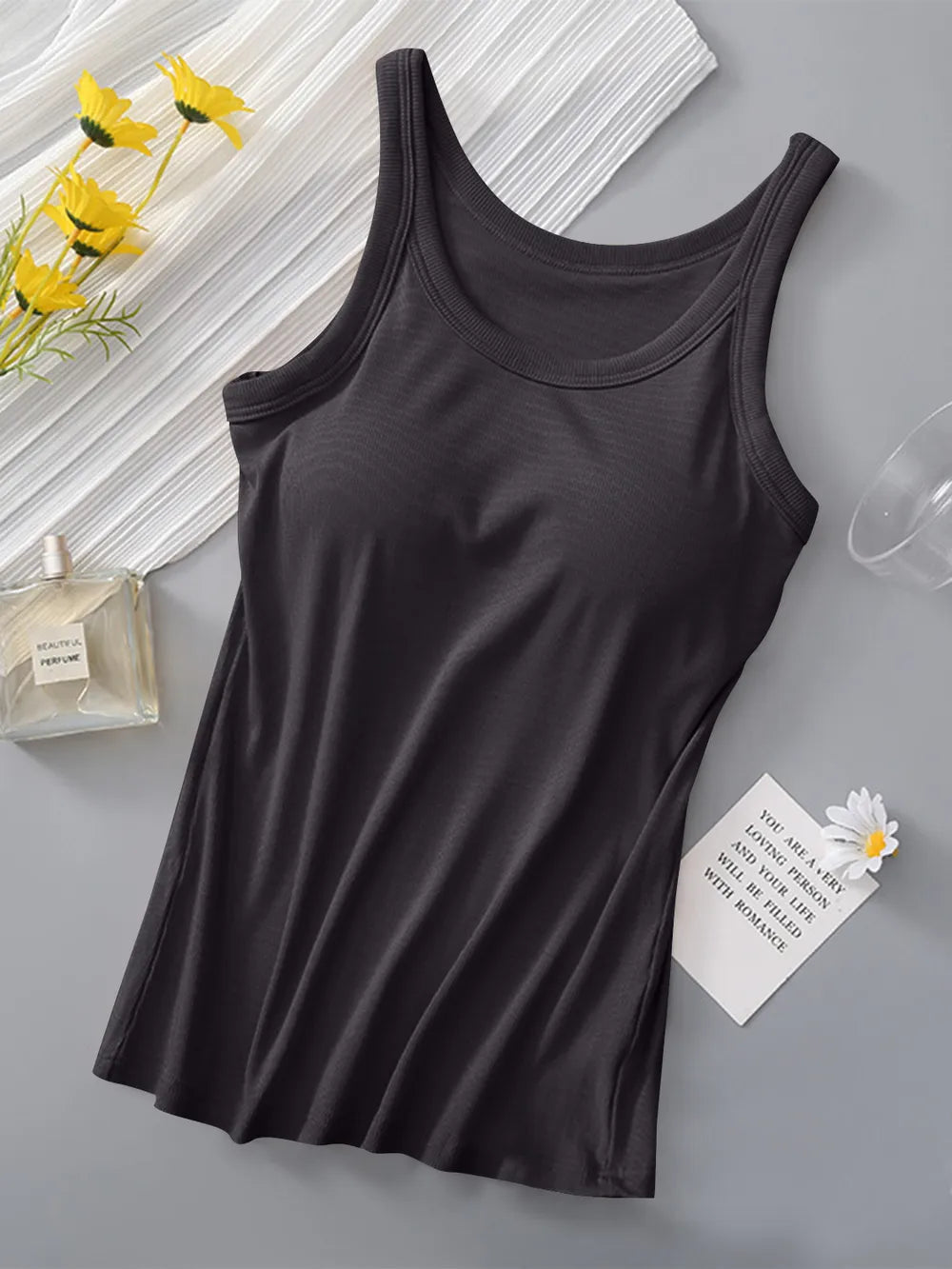 Shop Round Neck Tank with Bra - Women's Fashion | Akatonbo