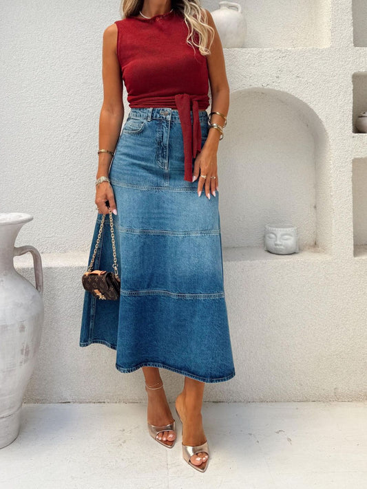 Shop High-Waisted Denim Skirt - Women's Fashion | Akatonbo