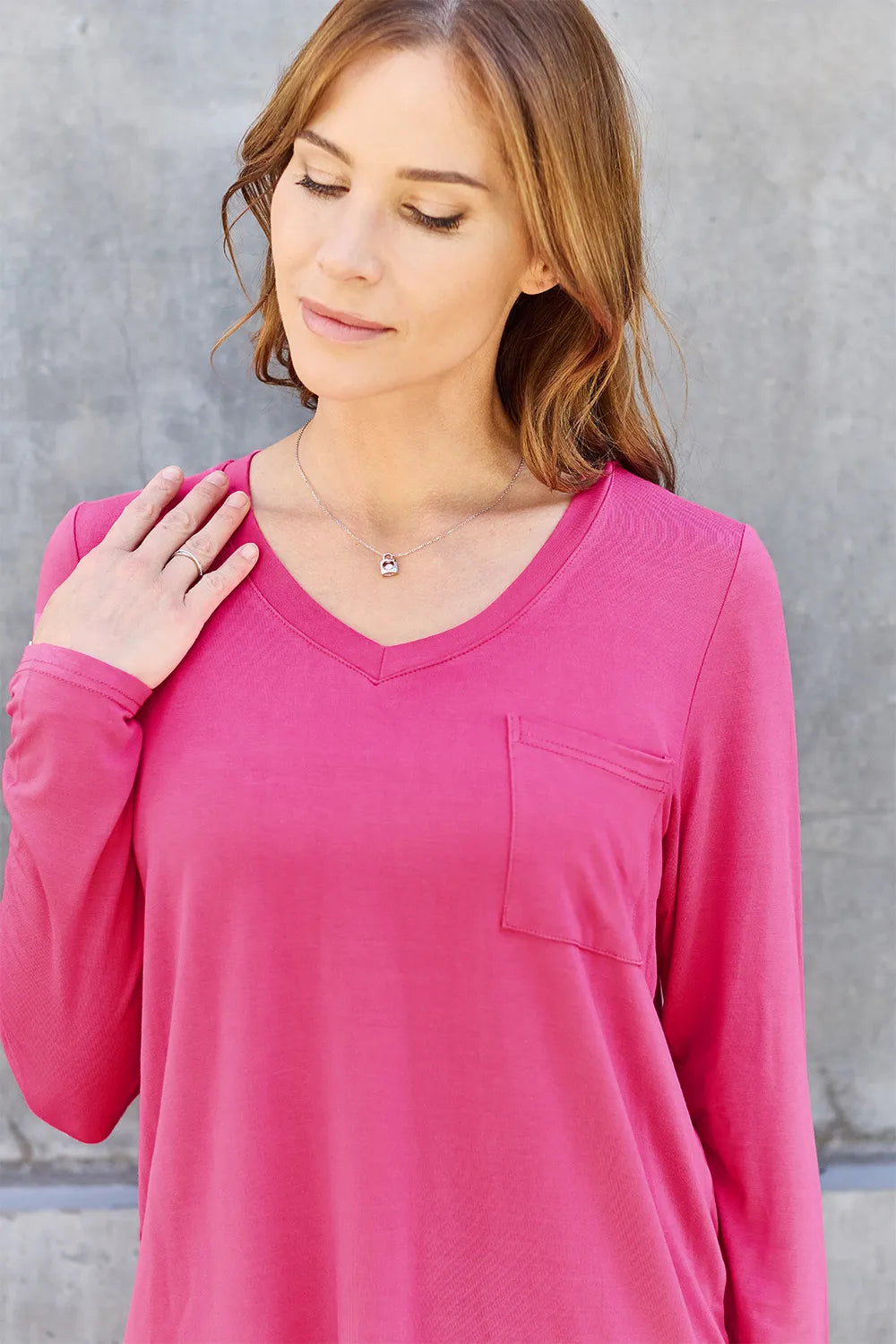 Shop Basic Bae Full Size V-Neck Long Sleeve Top - Women's Fashion | Akatonbo
