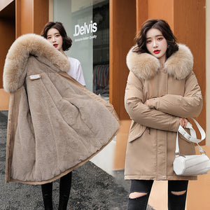 Mid-length Plus Velvet Thick Anti-season Korean Cotton Coat