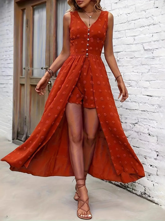 Shop V-Neck Sleeveless Dress and Shorts Set - Women's Fashion | Akatonbo