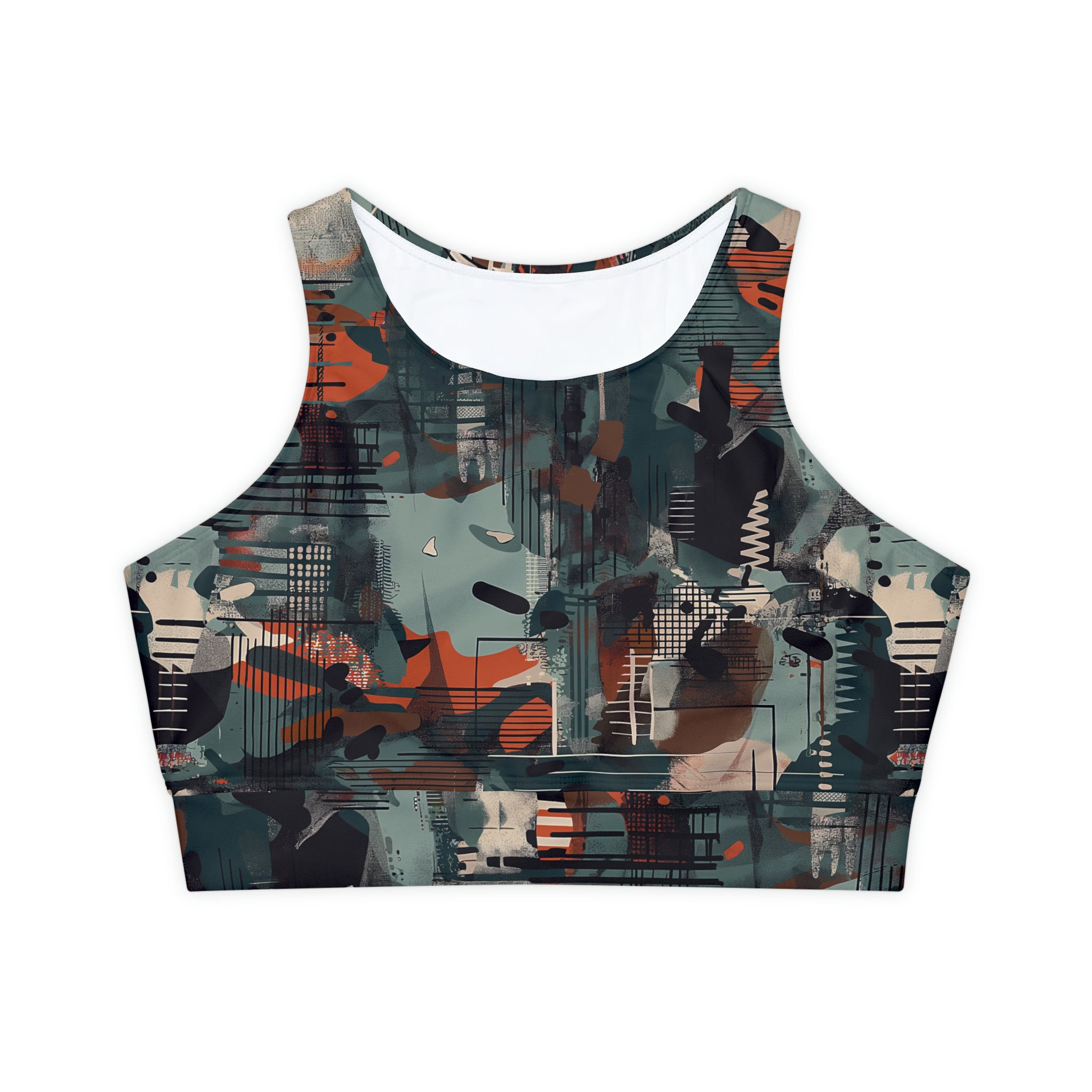 Fully Lined, Padded Sports Bra (AOP)