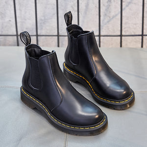 Mid-tube female couple leather short boots women