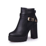 Chunky Heel Martin Thermal Knight Boots