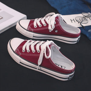 Casual half-drag canvas shoes for women