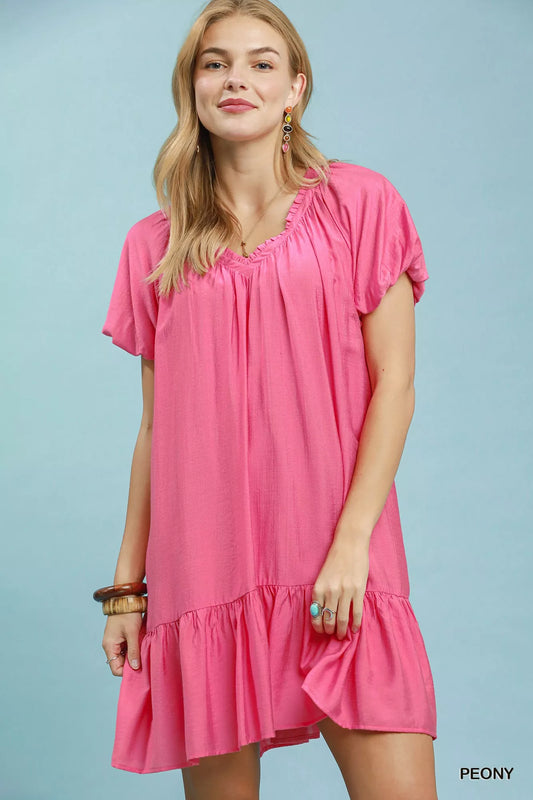 Shop Umgee Ruffle Hem Shift Mini Dress - Women's Fashion | Akatonbo