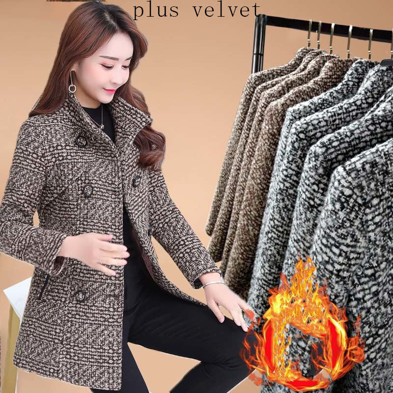 Fashion Thick Plaid woolen coat women's clothing