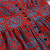 Elegant Floral A-Line Dress Office Ladies Lapel High Waist