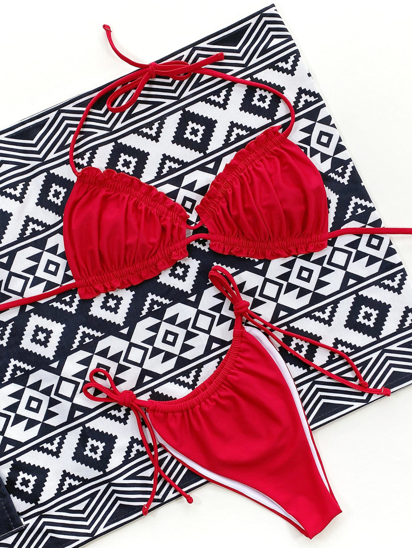 Shop Frill Trill Halter Neck Bikini Set - Women's Fashion | Akatonbo