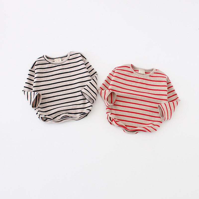 Fashion Striped Print Kids Baby Girls Clothes Cotton Long Sleeve Top