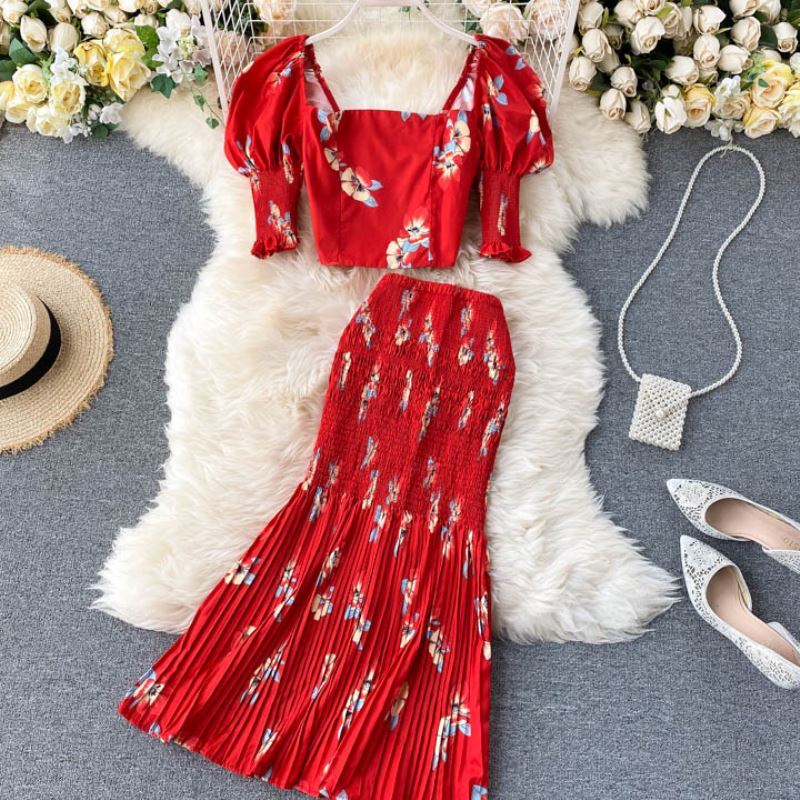 Women's clothing suits 2 piece skirt set