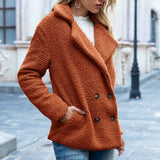 Loose Lapel Fluffy Coat Winter Button Jacket Cardigan Outwear For Women Clothing