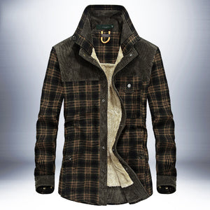 Winter Jacket Men Thicken Warm Fleece Jackets Coats Pure Cotton Plaid Jacket Military Clothes