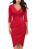 New 3/4 Sleeve V-neck Women's Dress