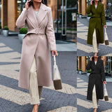 New Women's Solid Color Double-sided Woolen Mid-length Loose Coat