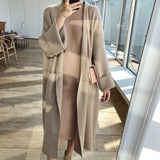 Mid-length sweater coat knit cardigan