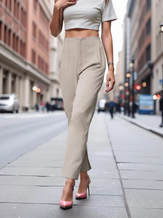 Shop High-Waisted Straight-Leg Pants - Women's Fashion | Akatonbo