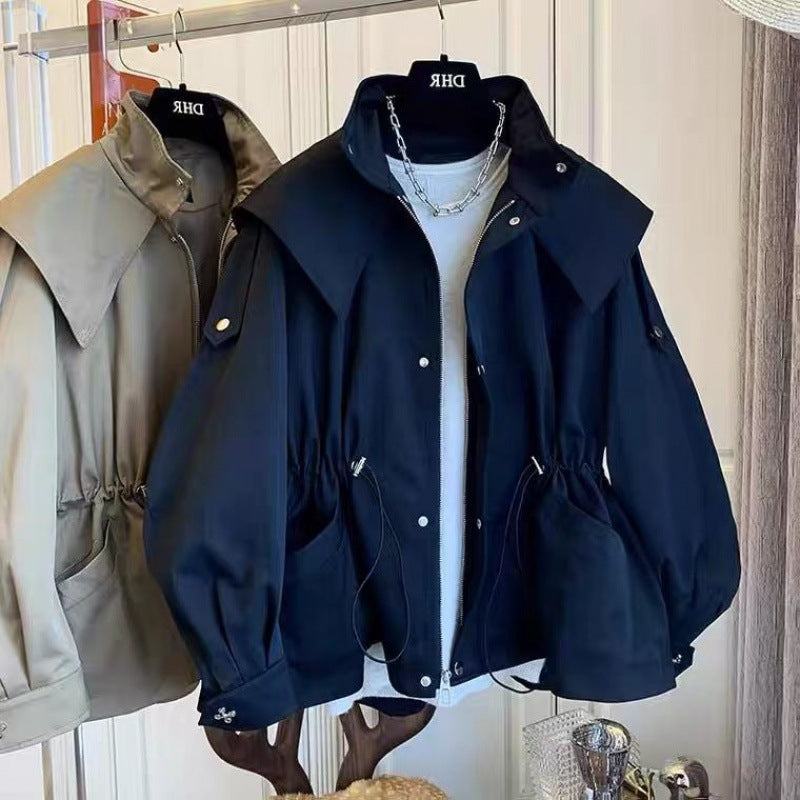 Lapel Hooded Trench Coat